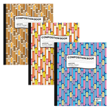 Geometric Composition Notebook - Assorted Design, Wide-ruled, 7.5 X 9.8 Inches, 100 Sheets