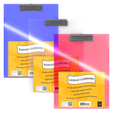 Clear Acrylic Clipboard - Low-profile Clip, 9 X 12 Inches, Assorted Colors, A4 Paper Size
