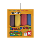 Jumbo Sidewalk Chalk - Washable, Non-toxic, 12-count, Assorted Classic Colors